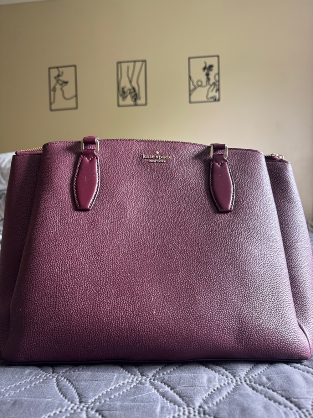 kate spade Plum/Twig Pebbled Leather Tote